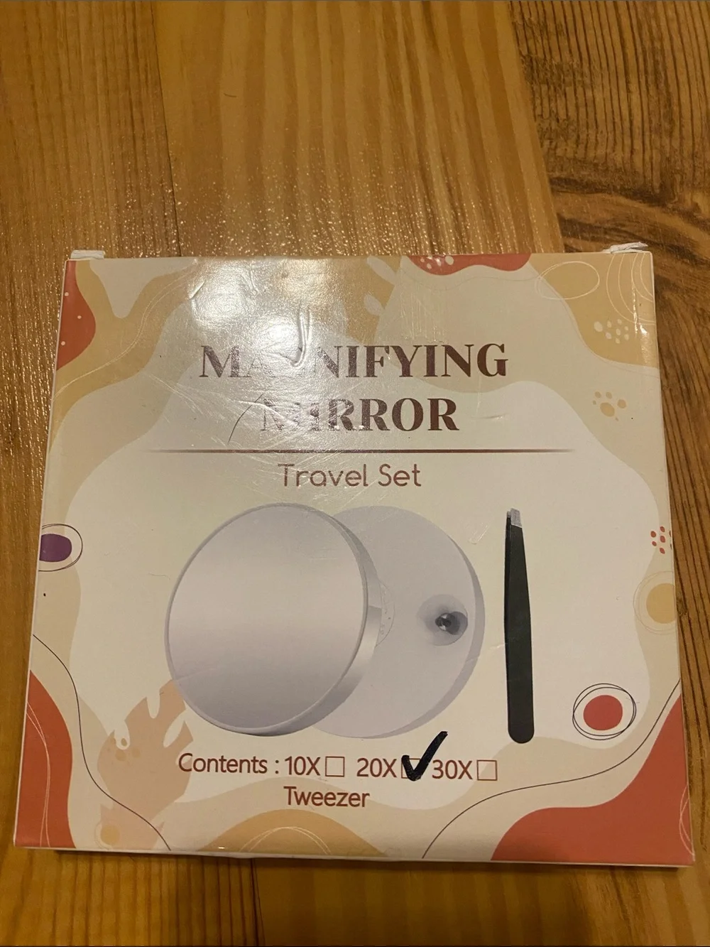 Magnifying Mirror Travel Set with Tweezers - 30X - White